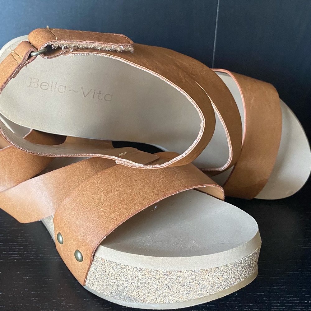 Tan Wedge Heeled Sandals